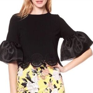 GRACIA Organza Puff Sleeve Top, size S, NWT